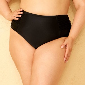 Women's Shirred High Waist Full Coverage Bikini Bottom - Shade & Shore™ - 1 of 3
