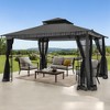 COWLOWN 13x11 Ft Spacious Canopy Gazebo with Netting, Double Roof and Corner Frame Shelves for Patio, Garden and Poolside Use - 4 of 4