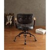 Sapphtopaz Retro Office Chair with Wheels & Button-Tufted Leather Upholstered Swivel Chair with Metal Base & Wooden Armrests for Home Office - 4 of 4