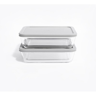 Dura Culina® 4pc, 11-Cup Size Rectangular Stackable Glass Food Container Set