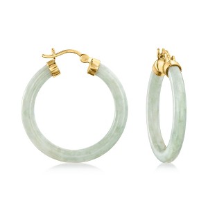 Ross-Simons Jade Hoop Earrings With 18kt Gold Over Sterling - 1 of 3