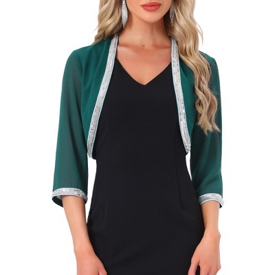INSPIRE CHIC Women's Open Front Sequin Long Sleeve Shrug Sweaters
