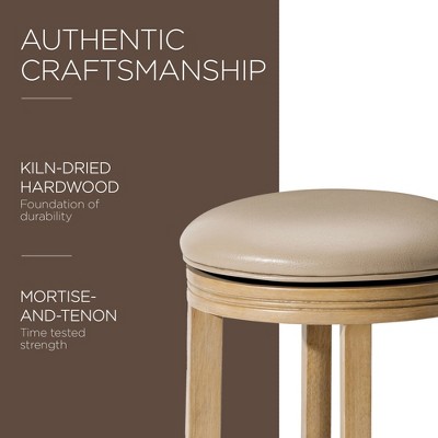 Weathered Oak Swivel Counter Stool with Vegan Leather Seat