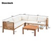 Sapphtopaz Acacia Wood Outdoor Sofa Set with Cushions, Modular Sofa with Wooden Coffee Table, Exotic Outdoor Patio Sofa Set, Water-resistant - 3 of 4