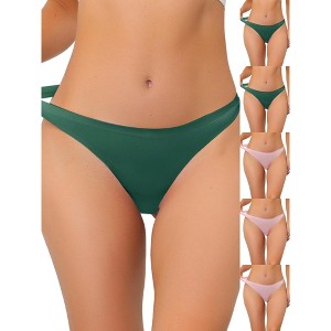 INSPIRE CHIC Women's Unlined Satin Invisible Bikini Comfortable No-Show Thongs 6 Packs - 1 of 4