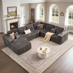 HOMLUX U-Shape Modular Sectional Sofa Couch, 27" Deep Seat Modern Minimalist Couches for Living Room, Style 7 - 1 of 4