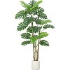 5FT Artificial Monstera Deliciosa Plant - Lifelike Fake Tropical Palm Tree, Real Touch Potted Foliage for Home Office, Housewarming Gift - 2 of 4