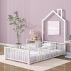 Bellemave Twin Size Metal House Platform Bed with Guardrail and Chimney, White - 3 of 4