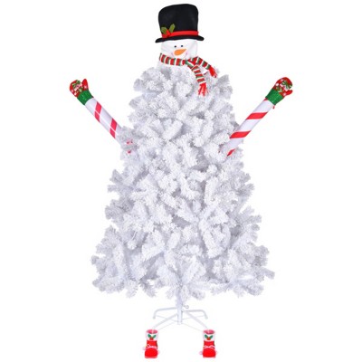GlasFlength Artificial Trees Premium Flocked Snowman Shaped Christmas Tree Fashion Cute Design for Holiday Decor, white, 38.97"*38.97"*76.77"