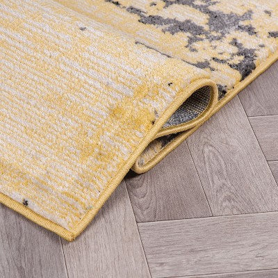 Yellow and Gray Abstract Distressed 5' x 7' Area Rug