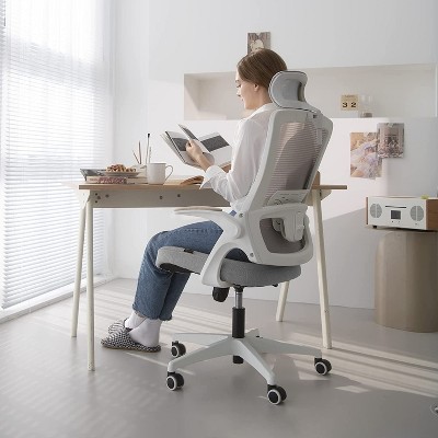 Gray High Back Mesh Executive Swivel Chair with Adjustable Arms