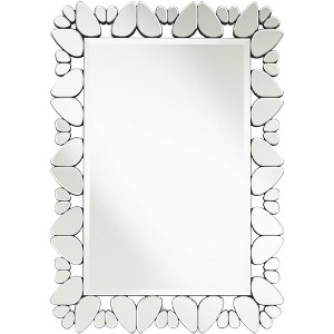 Possini Euro Design Veneto Rectangular Vanity Decorative Wall Mirror Modern Cut Glass Pattern Frame 28" Wide for Bathroom Bedroom Living Room Office - 1 of 4