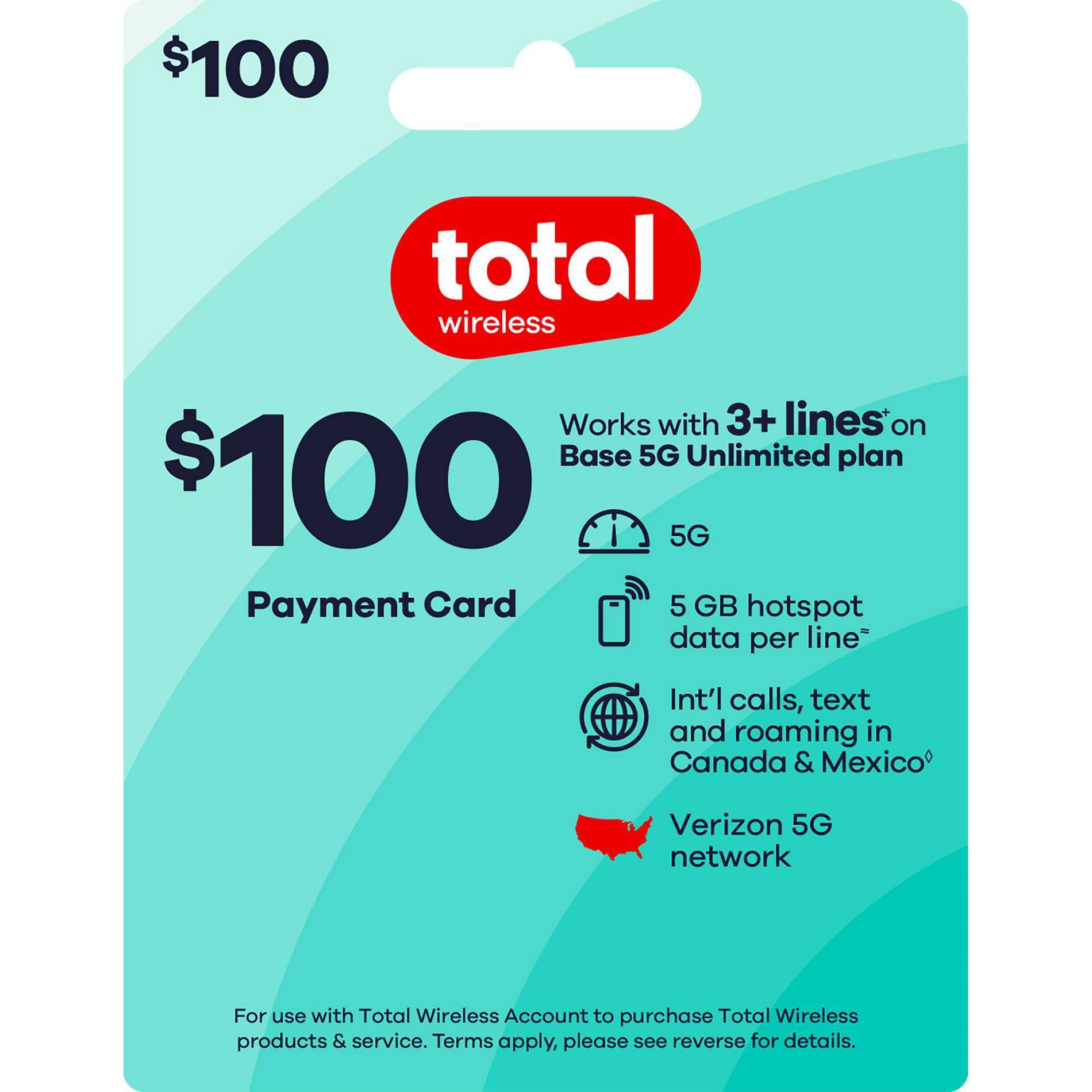 TOTAL WIRELESS Phone Payment Card $100 (Email Delivery)
