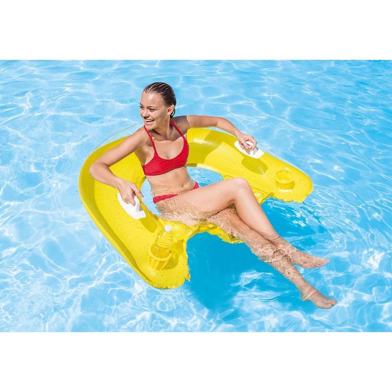 Intex Sit 'N Float Inflatable Lounges 60in x 39in Blue and Yellow 2-Pack, 2 of 4
