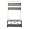 72" Industrial Farmhouse Metal & Wood Hall Tree - Saracina Home: Entryway Organizer with Bench & Storage - 3 of 4