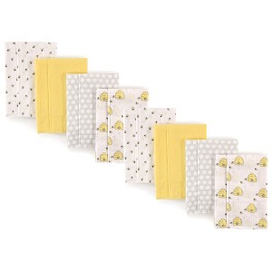 Hudson Baby Boys and Girls Cotton Poly Flannel Burp Cloths 8-Pack, Bee, One Size - 1 of 2
