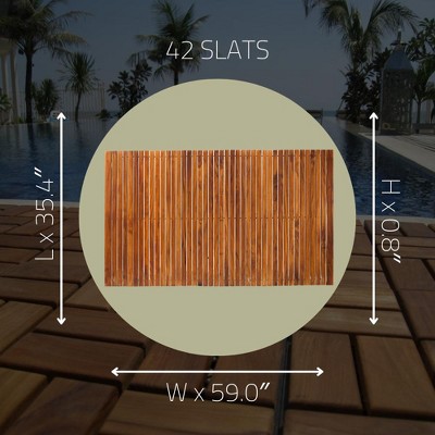 Nordic Teak 59" x 35" Oiled Shower and Bath Mat with Rubber Footing