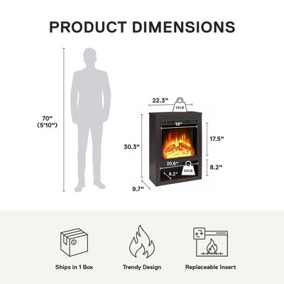 Espresso 22-Inch Electric Fireplace with Mantel and Shelf
