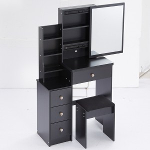 Vynxaria 29.2" Small Bedside Vanity Table with Cushioned Stool & Adjustable - 1 of 4