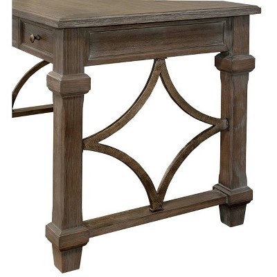 Gray Wood Home Office Desk with USB and Power Outlets