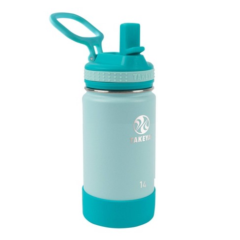 Takeya Actives Kids Insulated Stainless Steel Water Bottle with Straw Lid, 14 Ounce, Mint