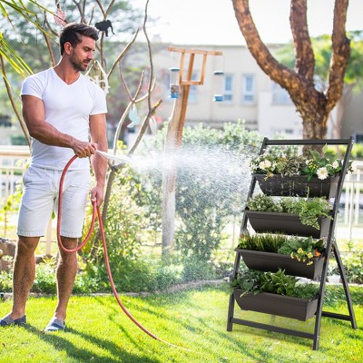Black and Brown 4-Tier Vertical Raised Garden Bed Planter