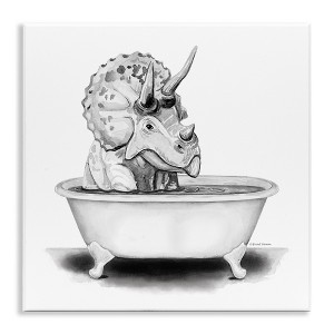 Stupell Industries Funny Dinosaur Bathing Tub, 12" x 12" - 1 of 4