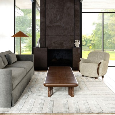 Handmade Ivory Wool Blend Tufted Rectangular Rug 8' x 10'