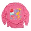 Watercolor Teacher Apple Collage - Womens Garment Dyed Long Sleeve - 2 of 3