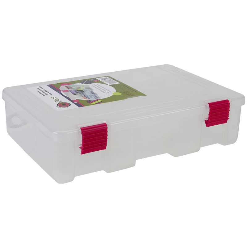Creative Options Pro Latch Deep Utility Box 4-9 Compartments-11"X7.25"X2.75" Clear W/Magenta, 2 of 4