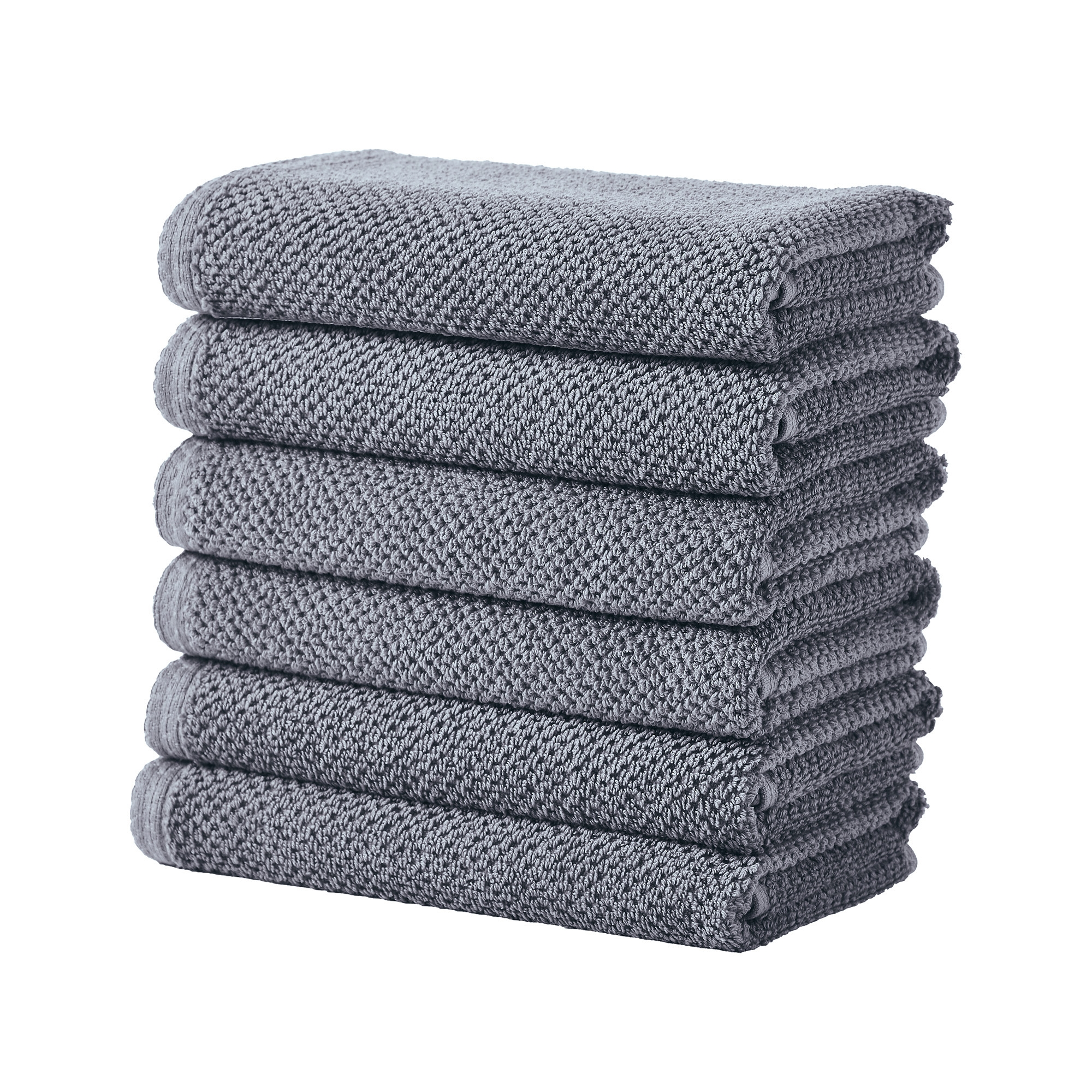 Cotton Quick Dry Loop Textured Bath Towel - Great Bay Home (Chambray Blue, Hand Towel - Set of 6)