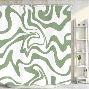 72"x72" Abstract Wavy Swirl Boho Shower Curtain - 1 of 4