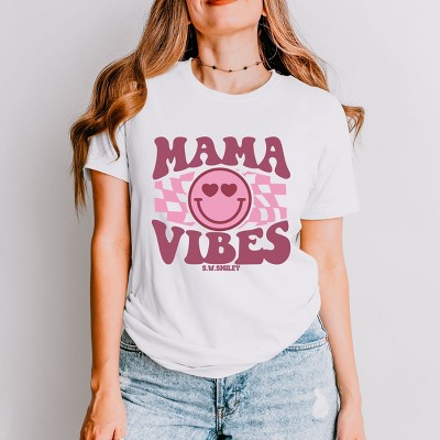Simply Sage Market S.W.Smiley Checkered Mama Vibes Retro Short Sleeve Tee