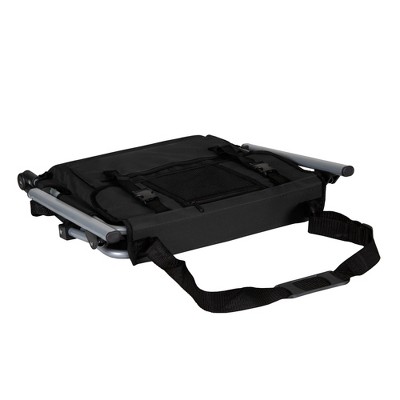 Black and Gray Folding Stadium Seat with Arms and Storage