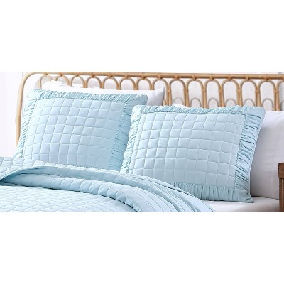 Geneva Home Fashion 3pc Queen Cedra Enzyme Washed Quilt Light Blue - Geneva Home Fashion: Microfiber Bedding Set with Shams — фото 3