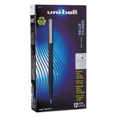 uni-ball Roller Ball Stick Dye-Based Pen Blue Ink Micro Dozen 60153