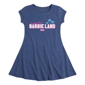 Girls' - Barbie - Greetings From Barbie Land Fit & Flair Cap Sleeve Dress - 1 of 3