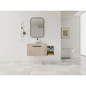 Osparple Floating Bathroom Vanity with 4 Styles Ceramic Basin and Soft Close Doors,Bathroom Sink Cabinet for Bathroom,Oak - 1 of 4