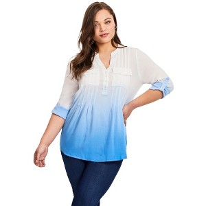 Avenue Women's Plus Size Pintuck Tunic - 1 of 4
