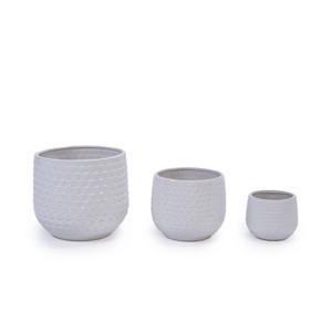 SEVOBAL Planters 3-Piece Modern Ceramic Glossy Flower Pots, Frost-Resistant with Drainage Holes for Indoor, Outdoor, White, 13.4"*13.4"*12.1" - 1 of 4