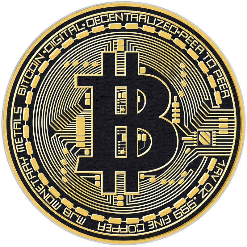 Well Woven Money Collection Bitcoin Crypto Black Gold Area Rug, 1 of 6