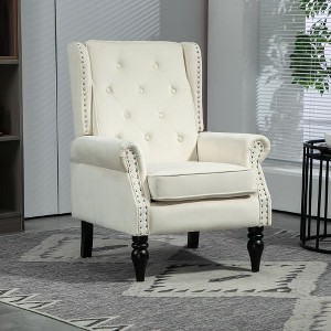 CAVINAS Mid Century Armchair, Upholstered Accent Chair, Lounge Chair with Sturdy Wood Legs for Living Room, Bedroom, Wingback Chair - 1 of 4