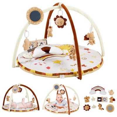 Baby Play Mat with Play Arch, Baby Play Mat with Removable Hanging Toys, Baby Activity Gym Mat