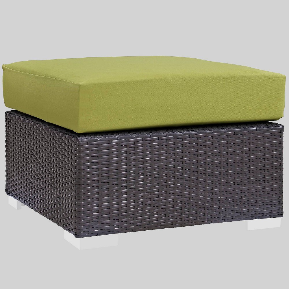 Convene Outdoor Patio Fabric Square Ottoman - Peridot - Modway
