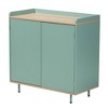 Tavita Two-Tone Wood 2 Door Sideboard Buffet Oak Brown/Mint Green - Baxton Studio: Mid-Century Design, Fixed Shelves - 2 of 4