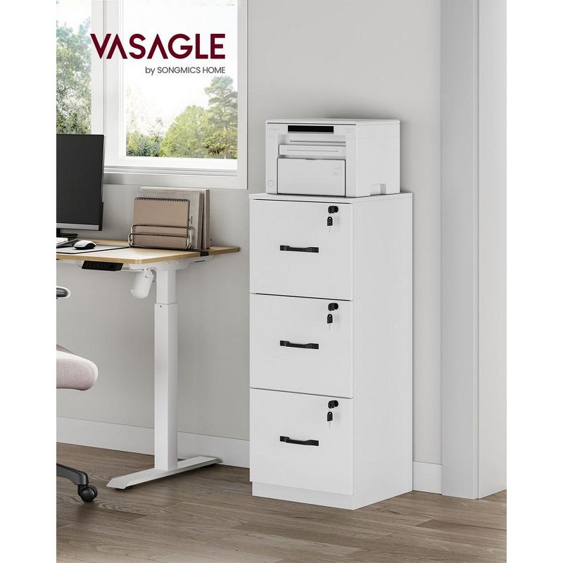 VASAGLE File Cabinet for Home Office, Printer Stand, with 3 Lockable Drawers, Adjustable Hanging Rails, 2 of 5