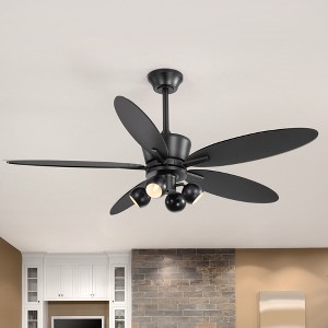 Airsurfer 52" Matte Black Ceiling Fan with Light Kit and Remote, 5 Plywood Blades, G9 Bulb Compatible - 1 of 4