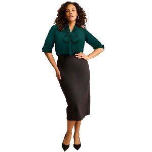 Roaman's Long Sleeve Bow Blouse - 1 of 4