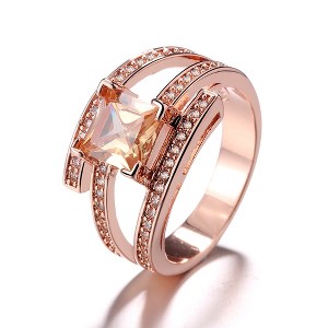 18K Rose Gold Champagne Cubic Zirconia Cocktail Ring - 1 of 4
