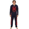Seven Times Six Marvel Spider-Man Miles Morales Union Suit Adult One Piece Hooded Pajamas Black - 4 of 4